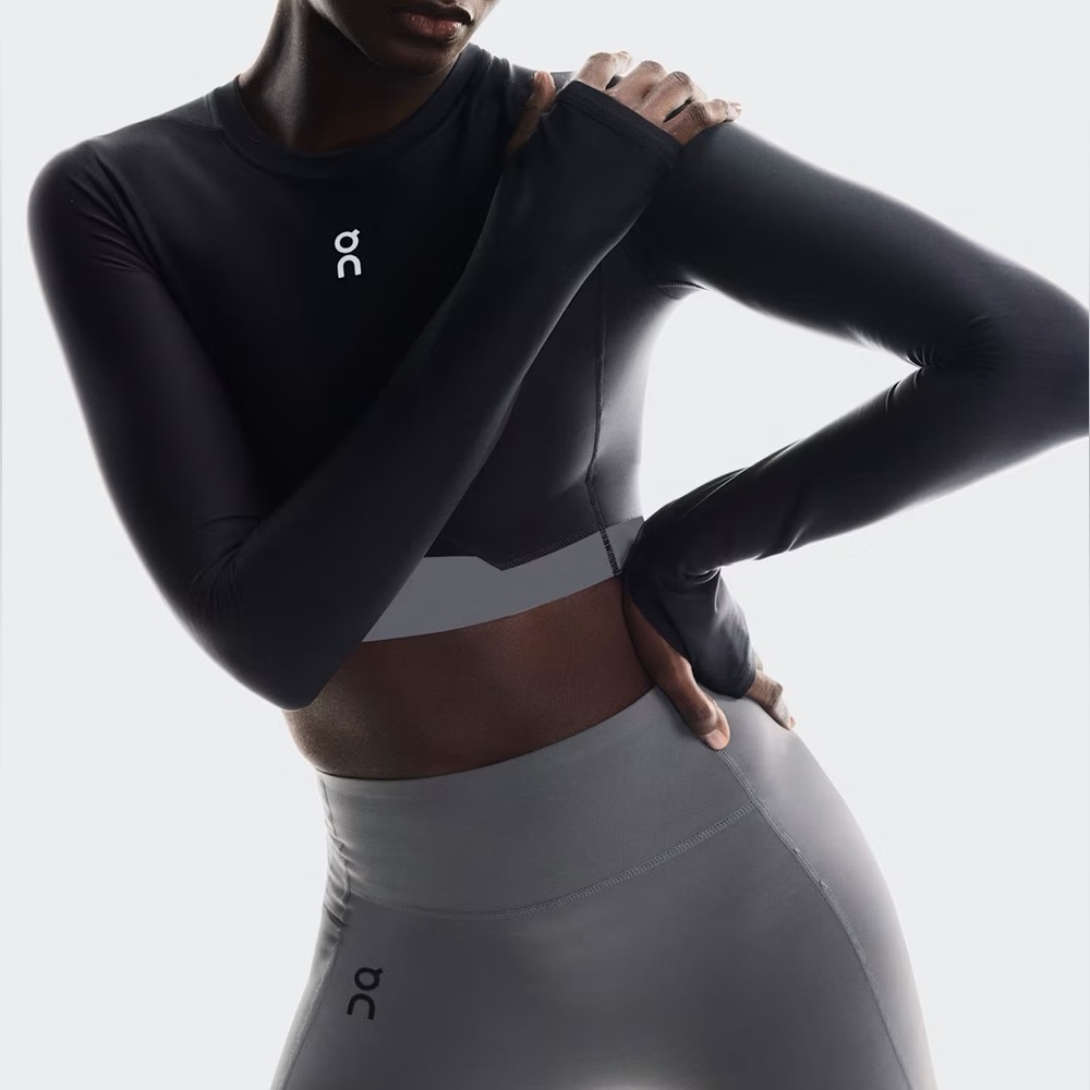 NWT On Cloud Train Long Sleeve Crop Black Compression Running Shirt Women's XL